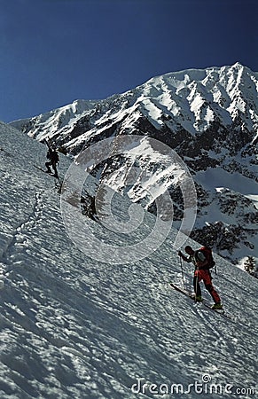 Two Telemark Skiers Stock Photo