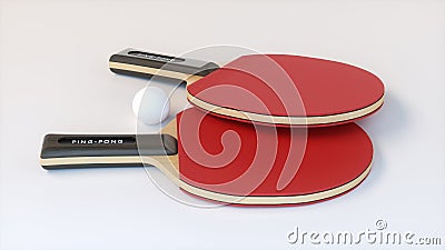 Two Tennis Rackets With a Ping-Pong Ball. Sport Concept. Stock Photo