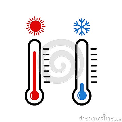 Two thermometers warm and cold. on a white background Vector Illustration