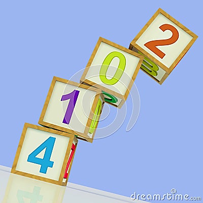 Two Thousand And Fourteen Blocks Mean Year 2014 Stock Photo