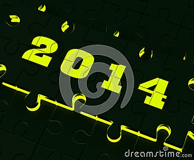 Two Thousand And Fourteen On Puzzle 2014 Stock Photo