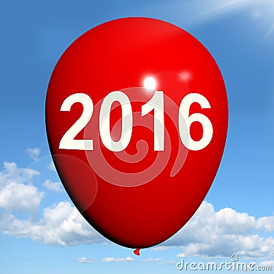 Two Thousand Sixteen on Balloon Shows Year 2016 Stock Photo