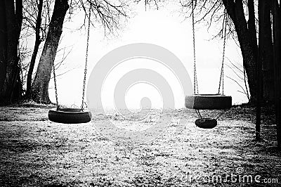 Two tire swings Stock Photo