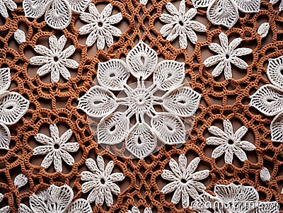Two-tone handmade crochet lace pattern Stock Photo