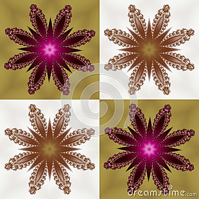 Two-tone pattern with floral star and square ornament. Yr Stock Photo