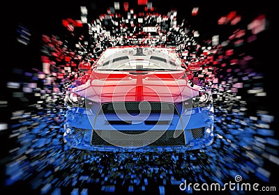 Two tone sports car - abstract pixel illustration Cartoon Illustration