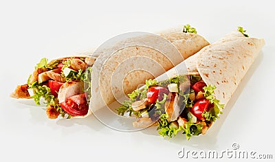 Two tortilla wraps with filling Stock Photo