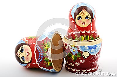 Two traditional Russian matryoshka dolls Stock Photo