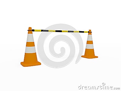 Two traffic cones with black and yellow jumper Stock Photo