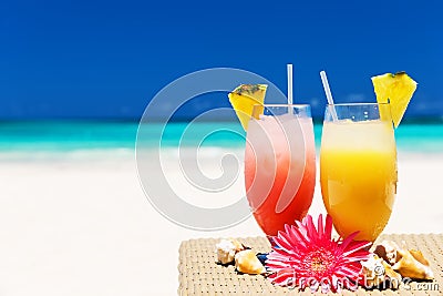 Two tropical fresh juices Stock Photo