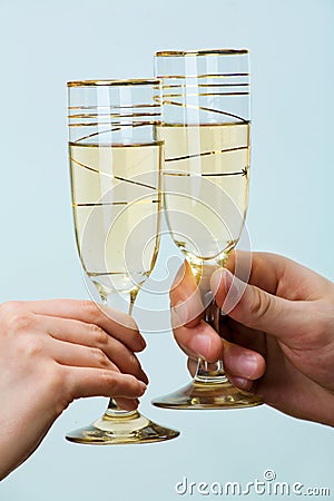 Two tumblers with champaign Stock Photo