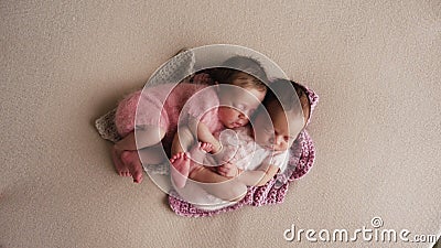 Two twins newborn sleeping Stock Photo