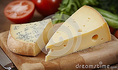 Two types of hard cheeses Stock Photo