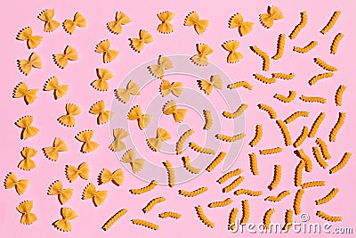 Two types of pasta. top view photo Stock Photo