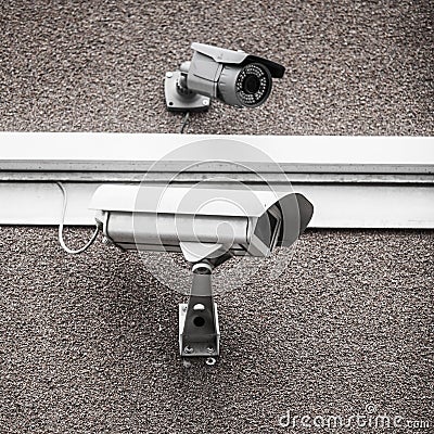 Two urban security cameras Stock Photo