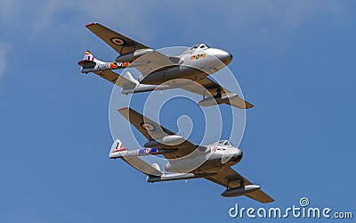 Two Vampire historic Fighter aircraft Editorial Stock Photo