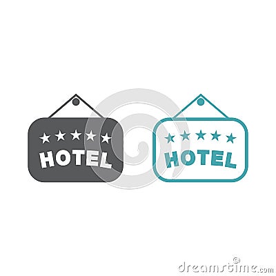 Two vector illustrations of the plate with the inscription Hotel Stock Photo