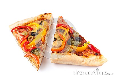 Two vegetable pizza slices Stock Photo