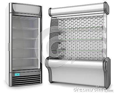 Two vertical freezer refrigeration showcase Stock Photo