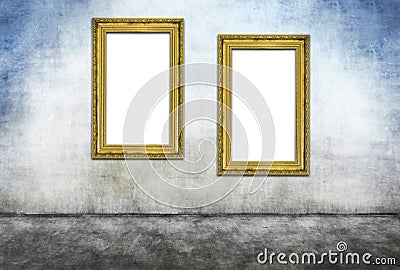 Two vertical golden frames Stock Photo