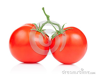 Two Vine fresh juicy tomato Isolated Stock Photo