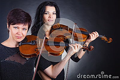 Two violinists Stock Photo