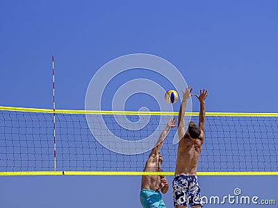 Volleyball action at net Editorial Stock Photo