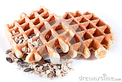 Two Waffles from integral wholegrain Stock Photo