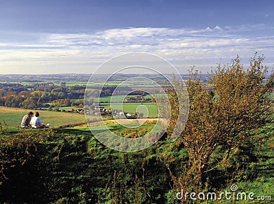 Two walkers looking at the view Stock Photo