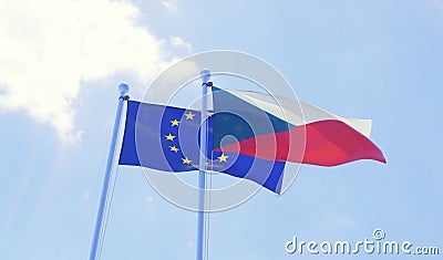 Two waving flags Stock Photo