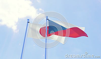 Two waving flags Stock Photo