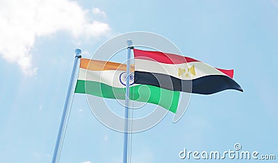 Two waving flags Stock Photo