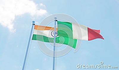 Two waving flags Stock Photo