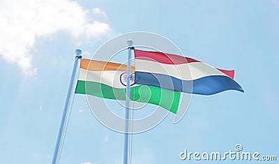 Two waving flags Stock Photo