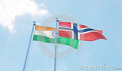 Two waving flags Stock Photo