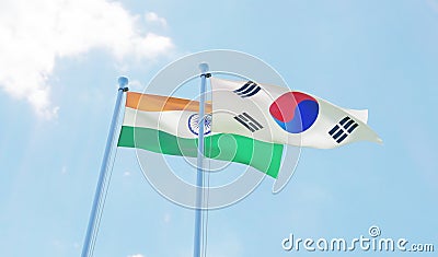 Two waving flags Stock Photo
