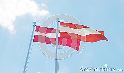 Two waving flags Stock Photo