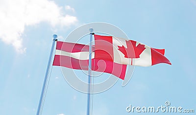 Two waving flags Stock Photo