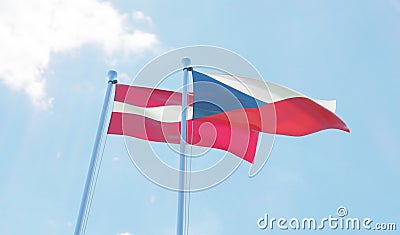 Two waving flags Stock Photo