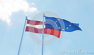 Two waving flags Stock Photo