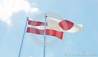 Two waving flags Stock Photo