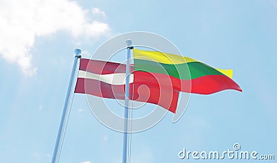 Two waving flags Stock Photo