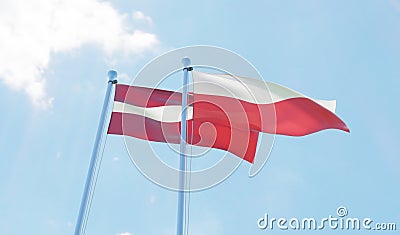 Two waving flags Stock Photo