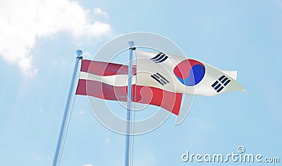 Two waving flags Stock Photo