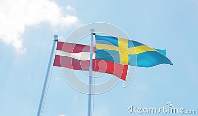 Two waving flags Stock Photo