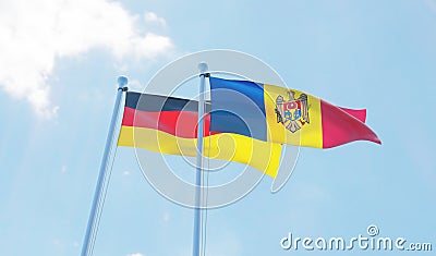 Two waving flags Stock Photo