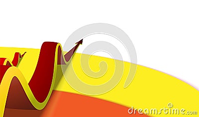 Two wavy arrows go up the color strips Vector Illustration