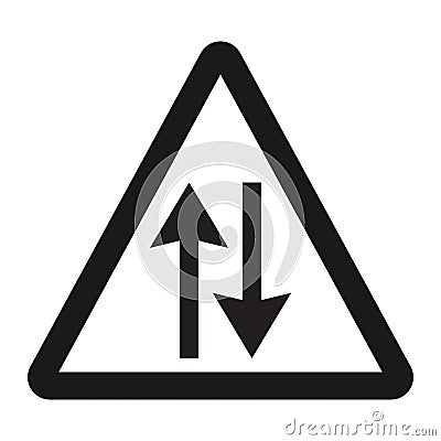 Two way traffic sign line icon Vector Illustration