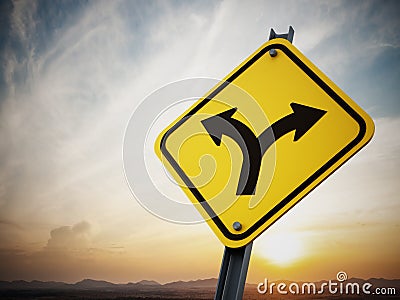 Two ways road sign Stock Photo