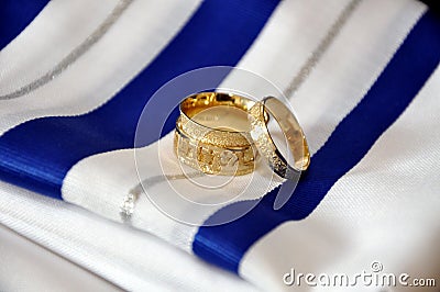 Two wedding gold rings Stock Photo